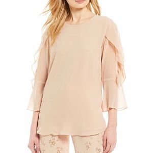 NWT Calvin Klein Ruffled Sleeve Top Size Large